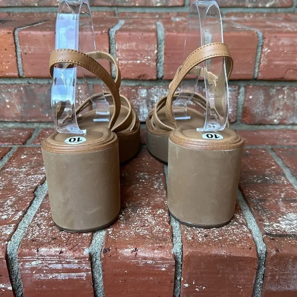 Naturalizer Court Ankle Strap Platform Sandal Toffee Size 10 Retro Boho Comfort